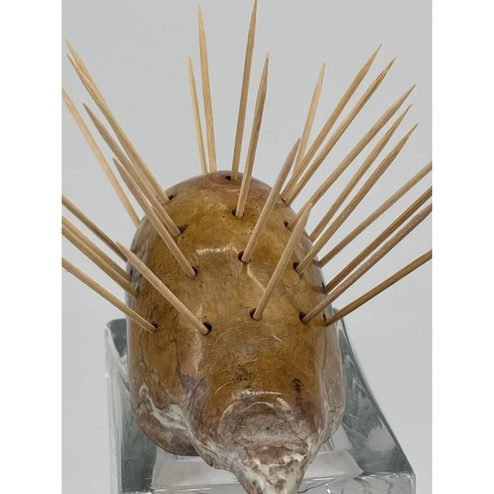 Handcrafted Stone‎ Porcupine Toothpick Holder Sculpture
